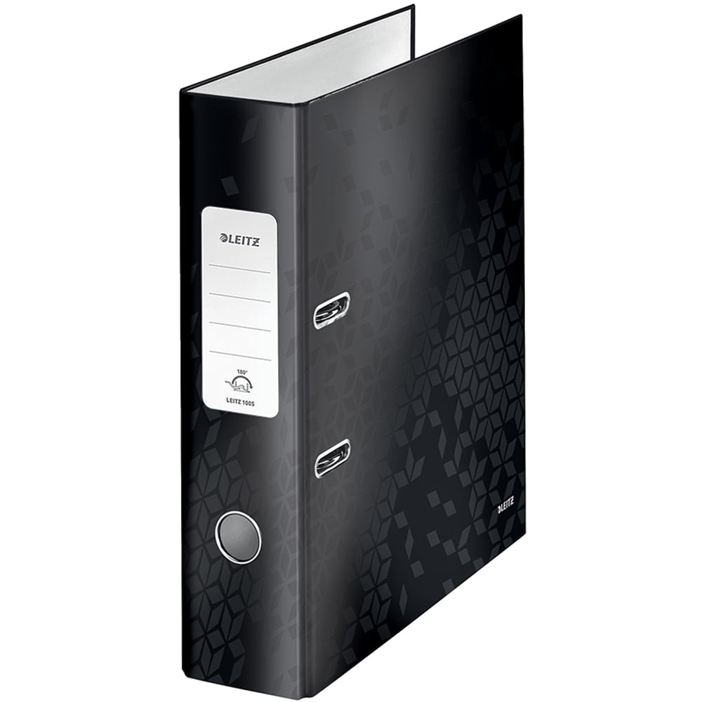 Biblioraft LEITZ 180 WOW, carton laminat, A4, 80 mm, negru