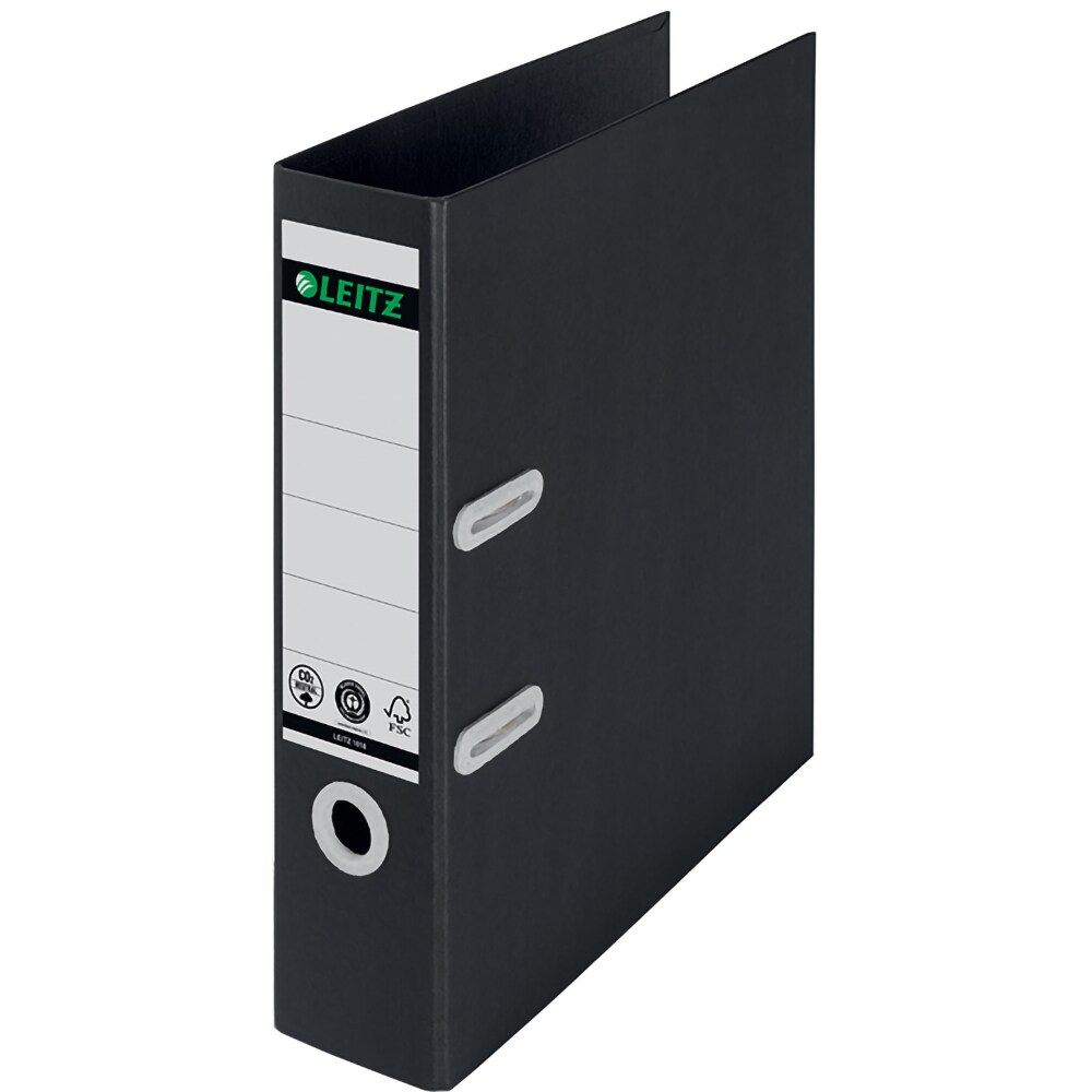 Biblioraft LEITZ 180 Recycle, carton reciclat, A4, 50 mm, negru
