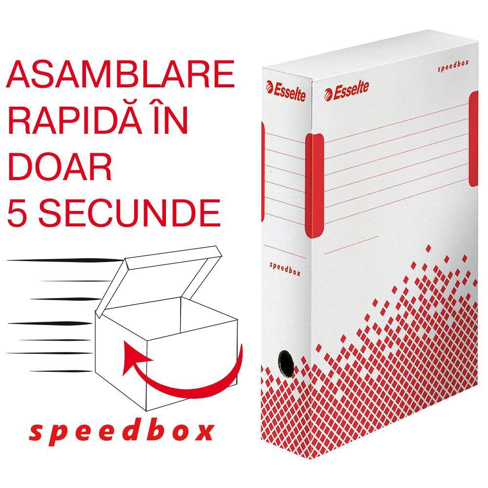 Cutie de arhivare ESSELTE Speedbox, 80 x 250 x 350 mm, carton, alb