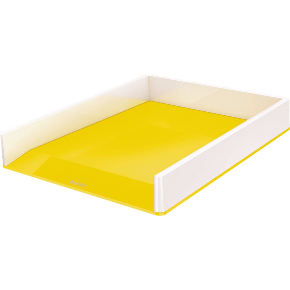 Tavita documente LEITZ WOW SL611016, polistiren, alb-galben