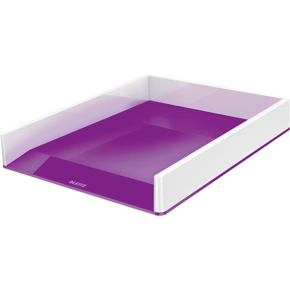 Tavita documente LEITZ WOW SL611062, polistiren, alb-mov
