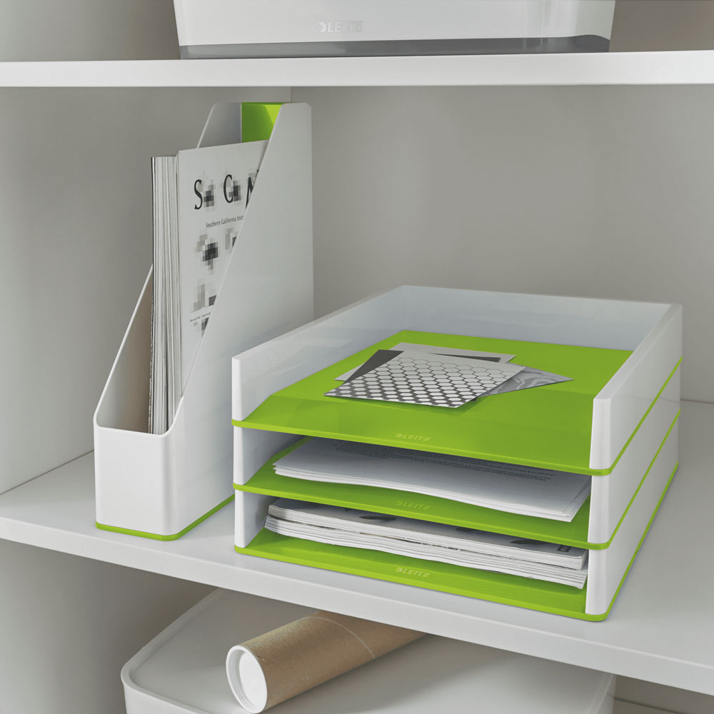 Suport documente LEITZ WOW SL621054, polistiren, alb-verde