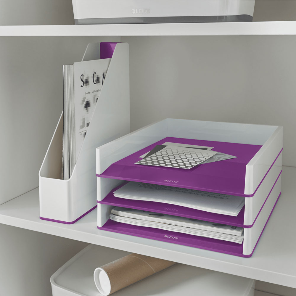 Suport documente LEITZ WOW SL621062, polistiren, alb-mov