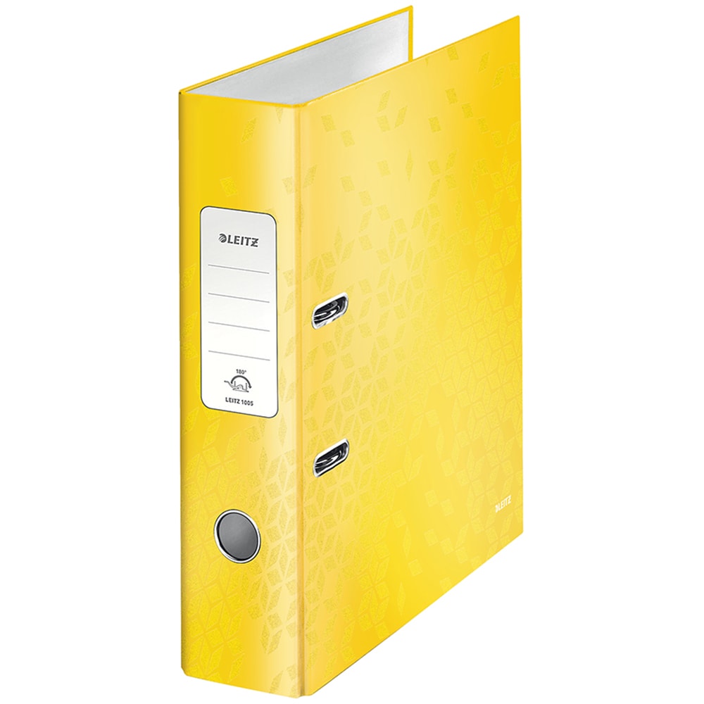 Biblioraft LEITZ 180 WOW, carton laminat, A4, 80 mm, galben