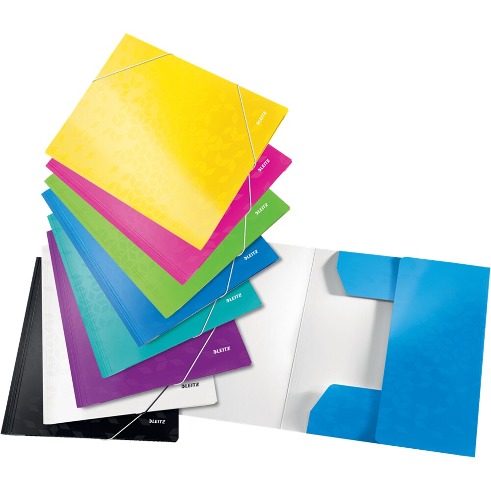 Mapa documente cu elastic LEITZ WOW SL820001, A4, carton, alb