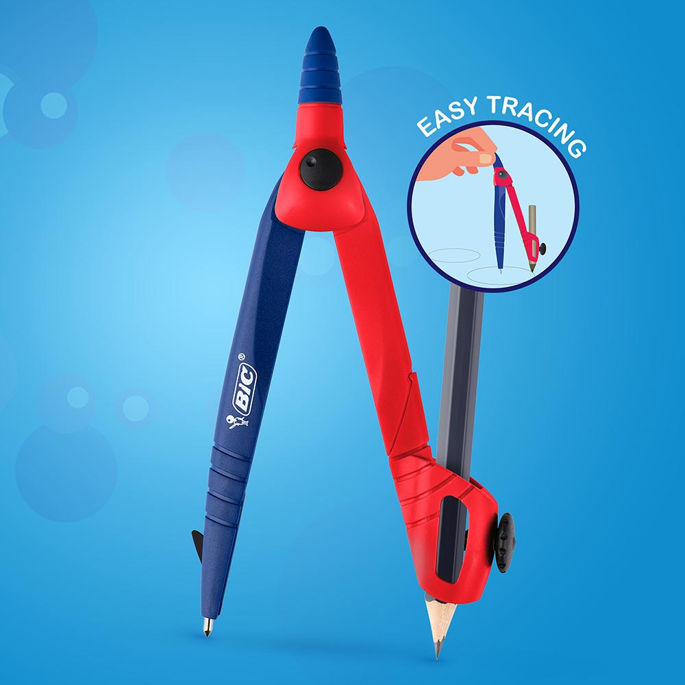 Compas BIC Explore pentru scoala primara, albastru-rosu
