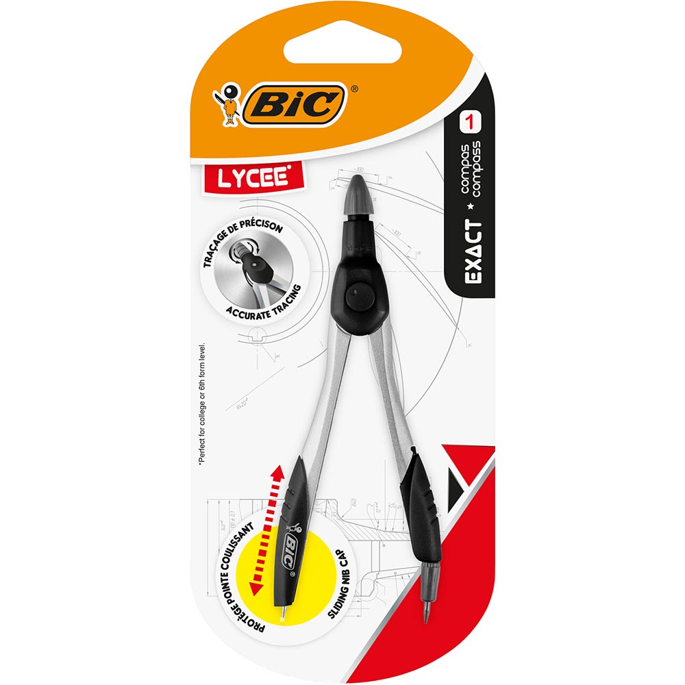 Compas BIC Exact, pentru liceu, rosu-gri