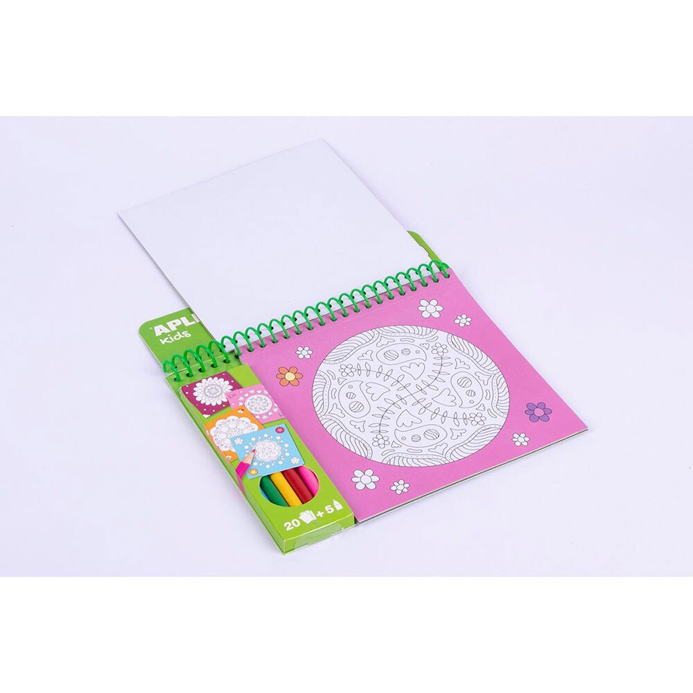 Carte de colorat APLI Mandala, 20 pagini, 5 creioane