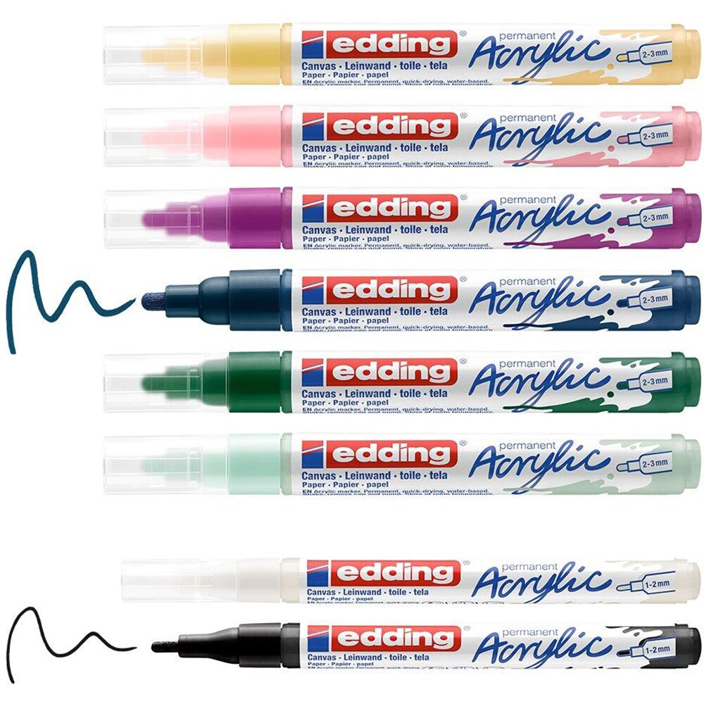 Set marker pentru pictura EDDING Nordic, tip pensula, 1-3 mm, 8 bucati