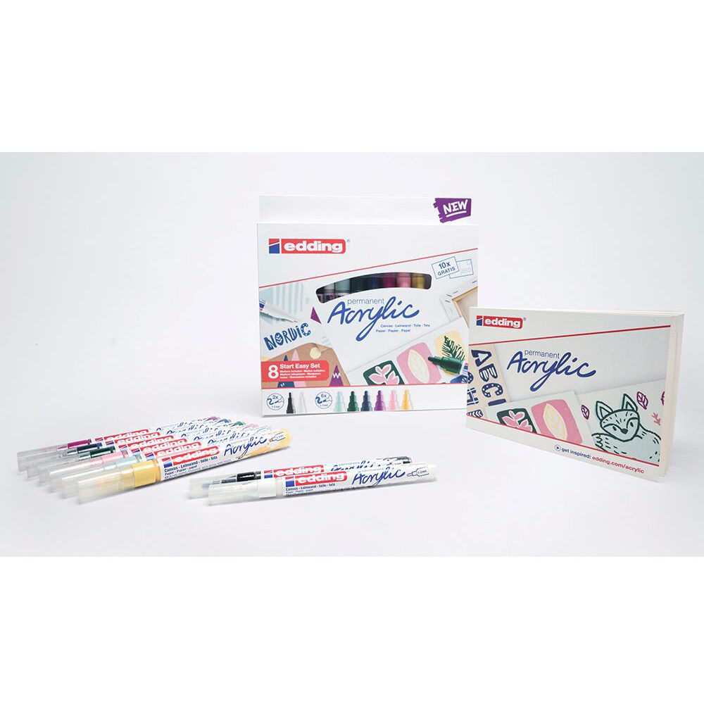 Set marker pentru pictura EDDING Nordic, tip pensula, 1-3 mm, 8 bucati