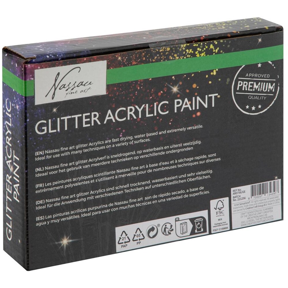 Set acrilice NASSAU JK000756, 75 ml, 6 culori