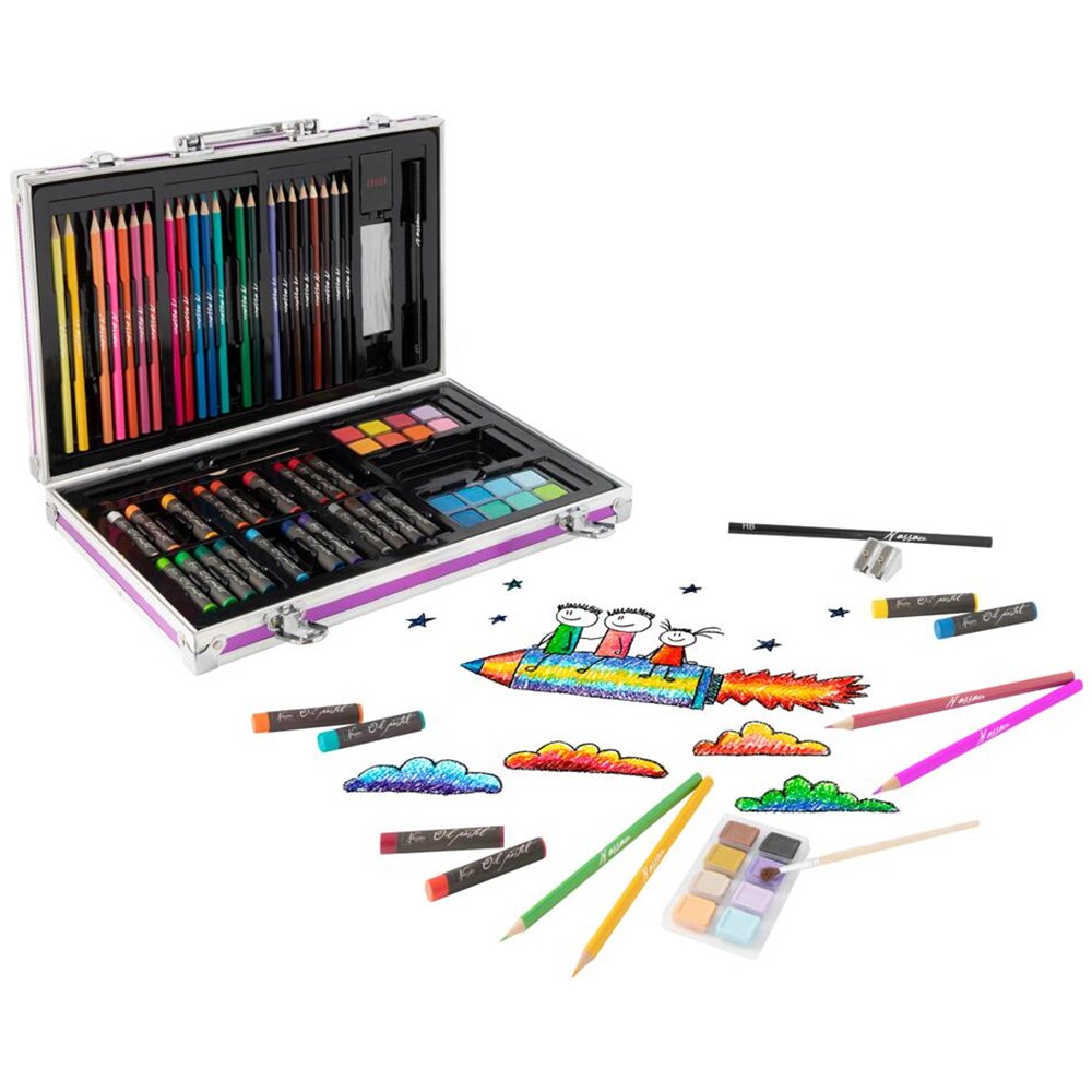 Set instrumente colorat NASSAU Creative Craft, 79 piese