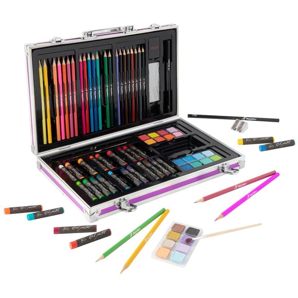 Set instrumente colorat NASSAU Creative Craft, 79 piese