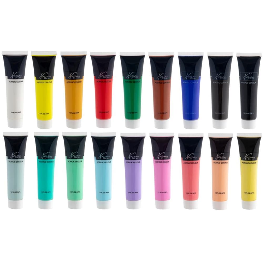 Set acrilice NASSAU Fine Art, 36 ml, 18 culori