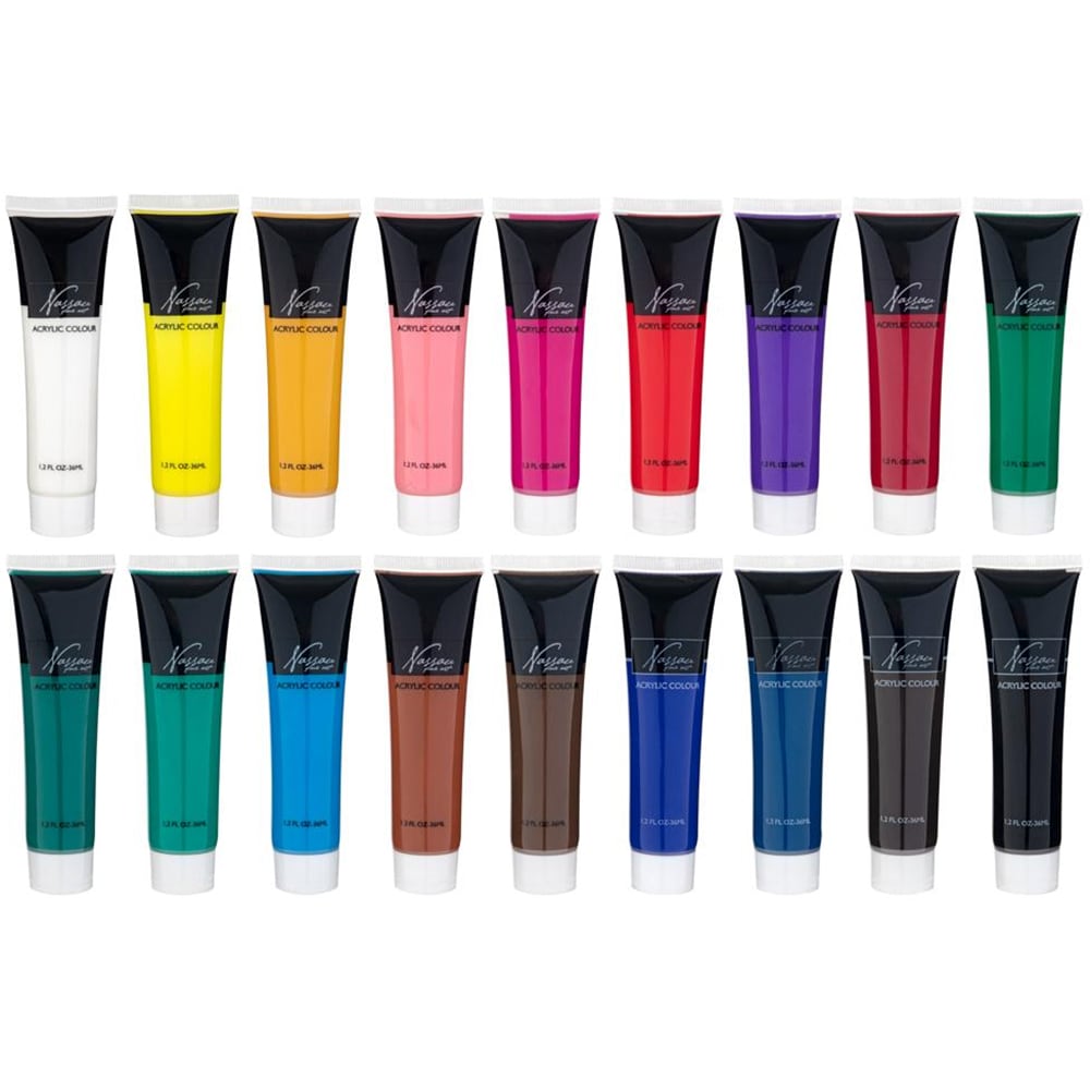 Set acrilice NASSAU Fine Art, 36 ml, 18 culori