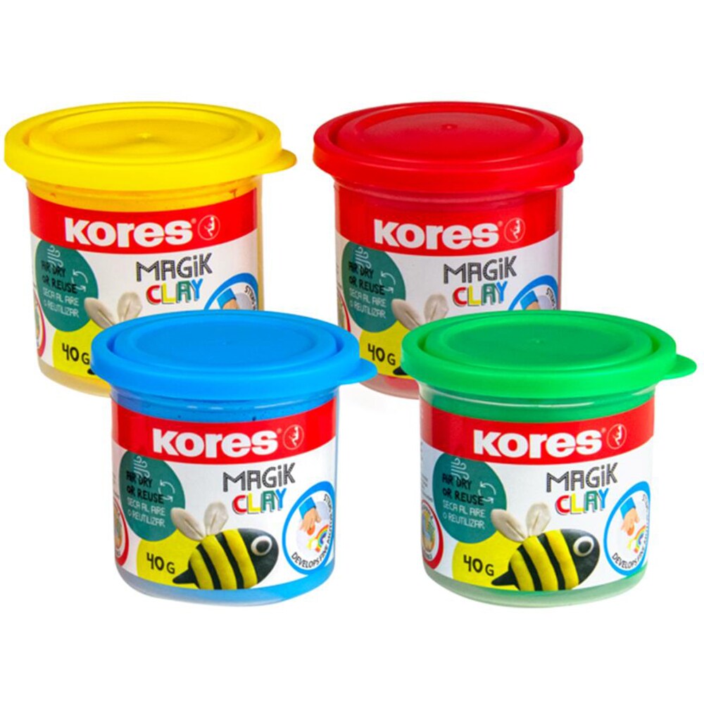 Plastilina KORES Magic Clay, 40 g/culoare, 4 culori