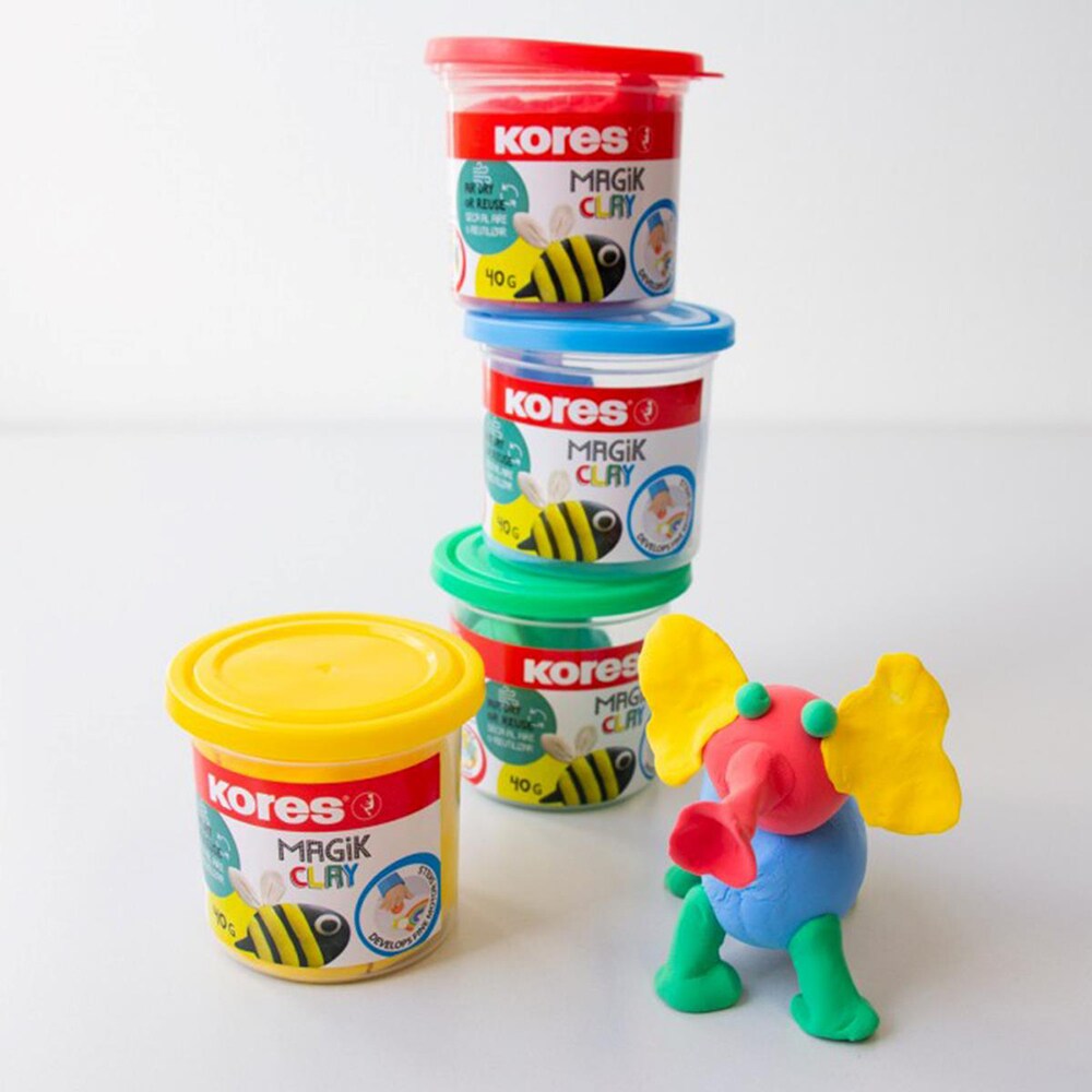 Plastilina KORES Magic Clay, 40 g/culoare, 4 culori