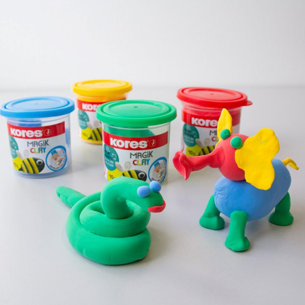 Plastilina KORES Magic Clay, 40 g/culoare, 4 culori