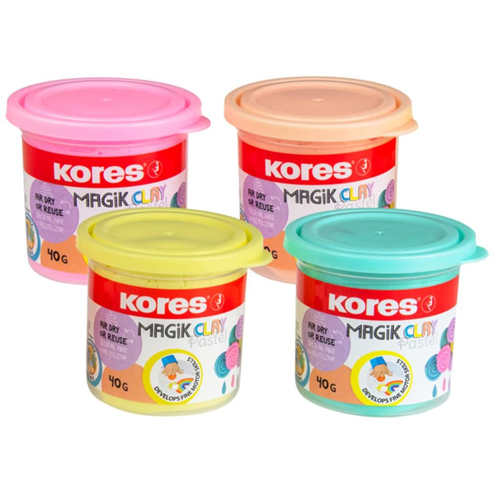 Plastilina KORES Magic Clay Pastel, 40 g/culoare, 4 culori
