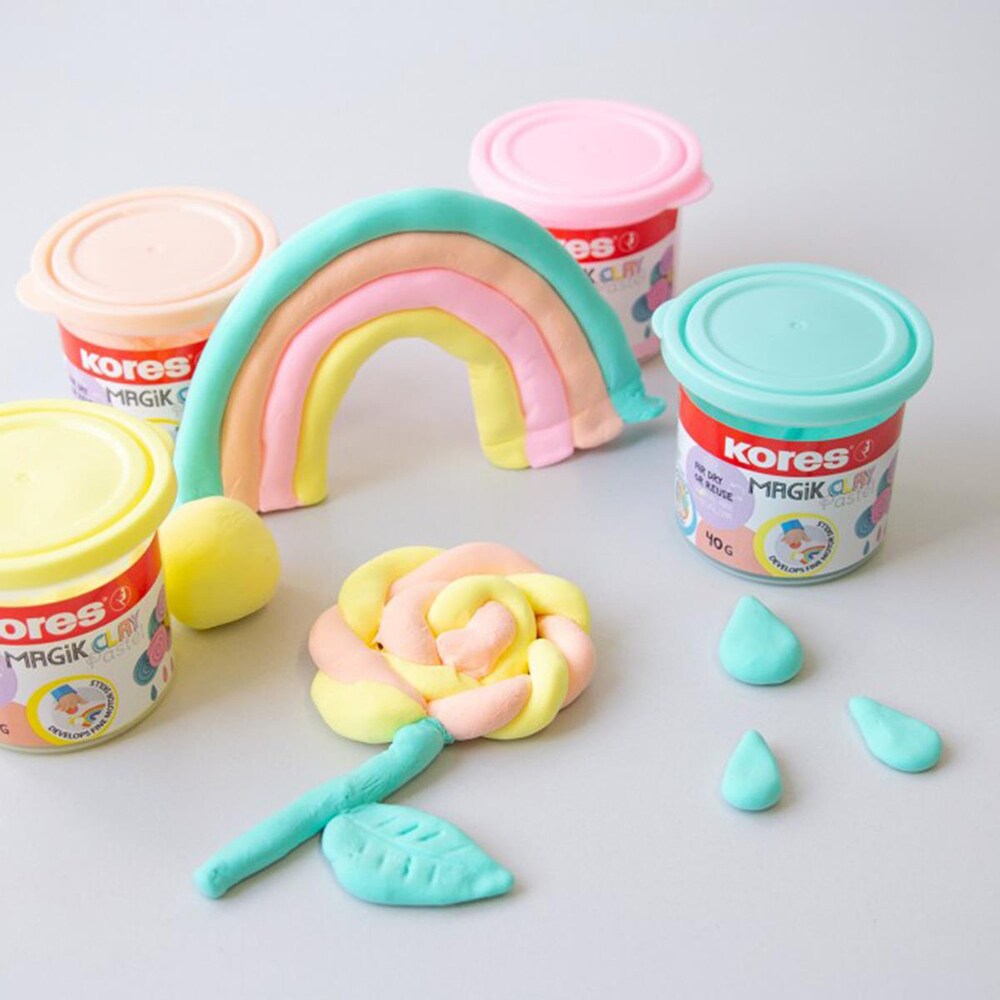 Plastilina KORES Magic Clay Pastel, 40 g/culoare, 4 culori