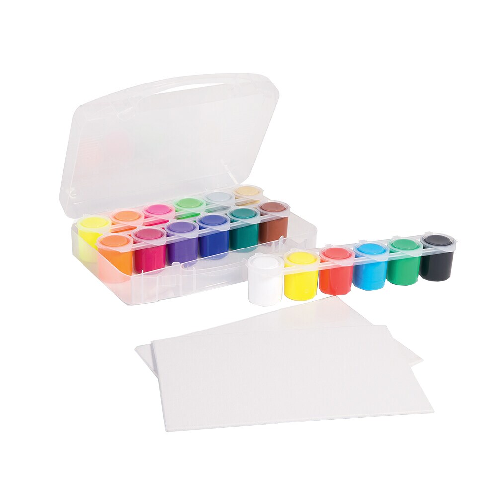 Tempera PRIMO MC004162, 25 ml, 12 culori, 4 culori fluorescente, 2 canvas