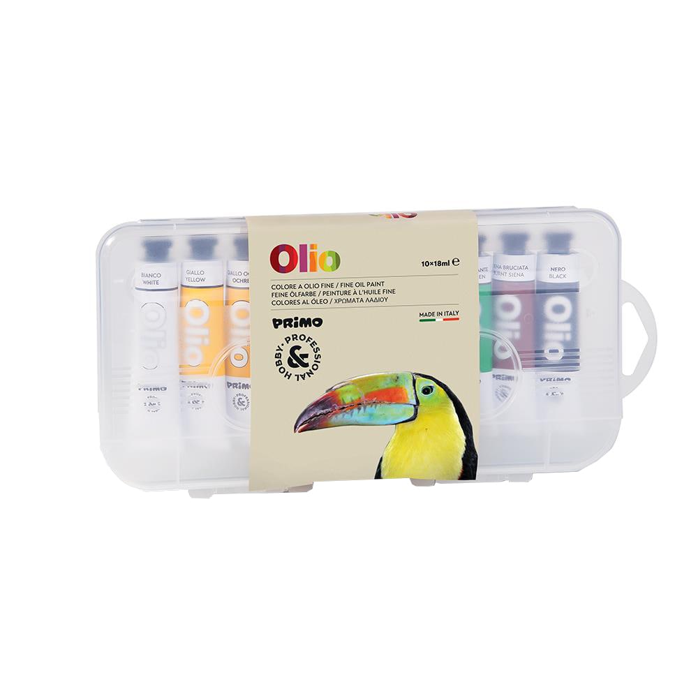 Tempera pe baza de ulei PRIMO MC004254, 18 ml, 10 culori