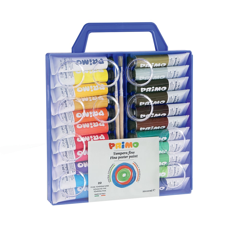 Tempera PRIMO MC449220, 12 ml, 22 culori, 2 pensule