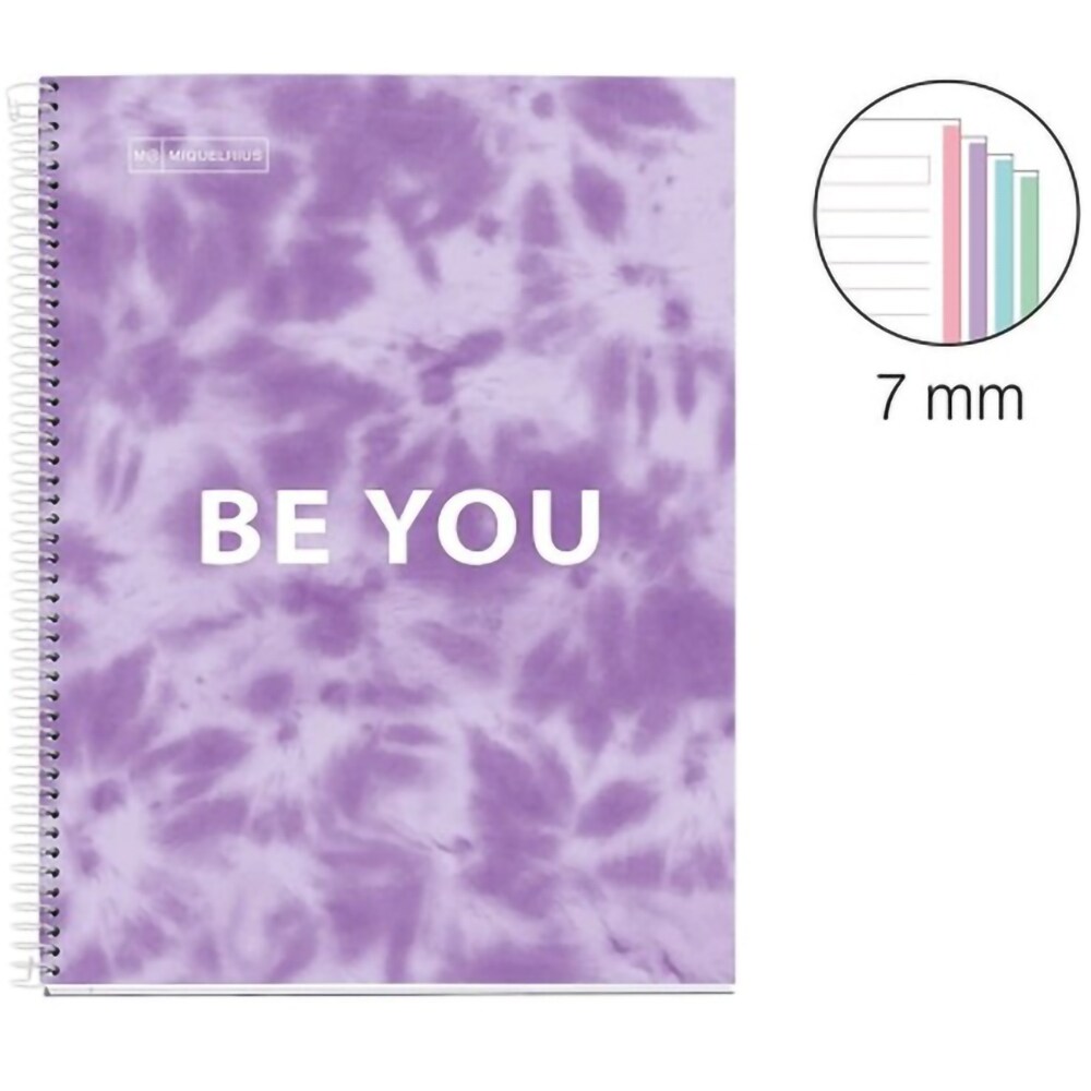 Caiet pentru scoala MIQUELRIUS TIE DYE, Dictando, A4, 120 file, legatura spirala, lavanda