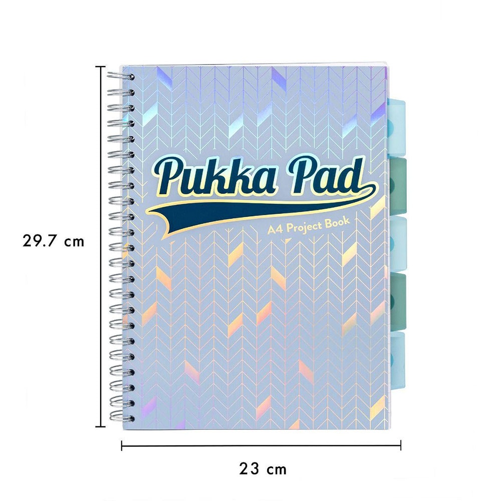 Caiet de birou PUKKA Pads PB Glee, dictando, A4, 200 file, legatura spirala, albastru deschis