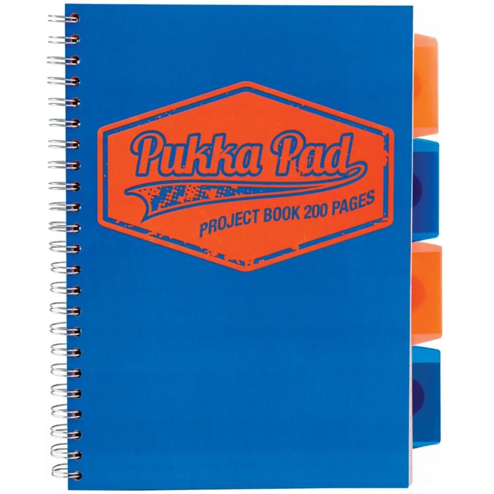 Caiet pentru scoala PUKKA PADS Project Book Neon, Matematica, B5, 100 file, legatura spirala, albastru-portocaliu
