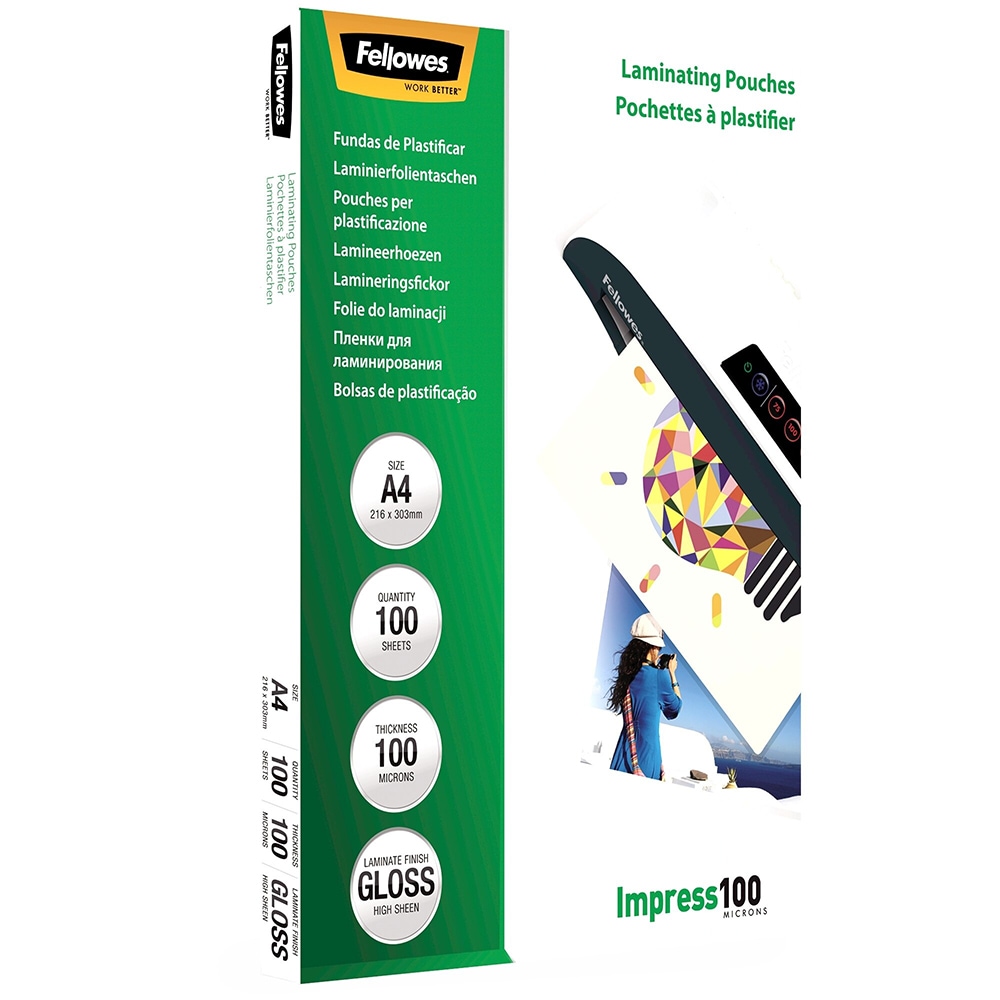 Folie laminat FELLOWES, 100 microni, A4, 100 bucati