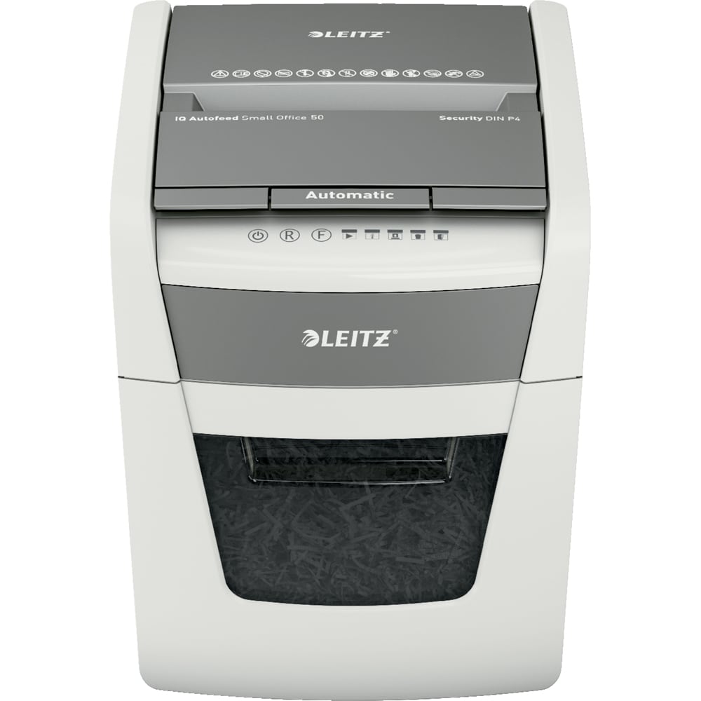 Distrugator documente automat LEITZ IQ, 50 coli, 20l, Cross-Cut, alb