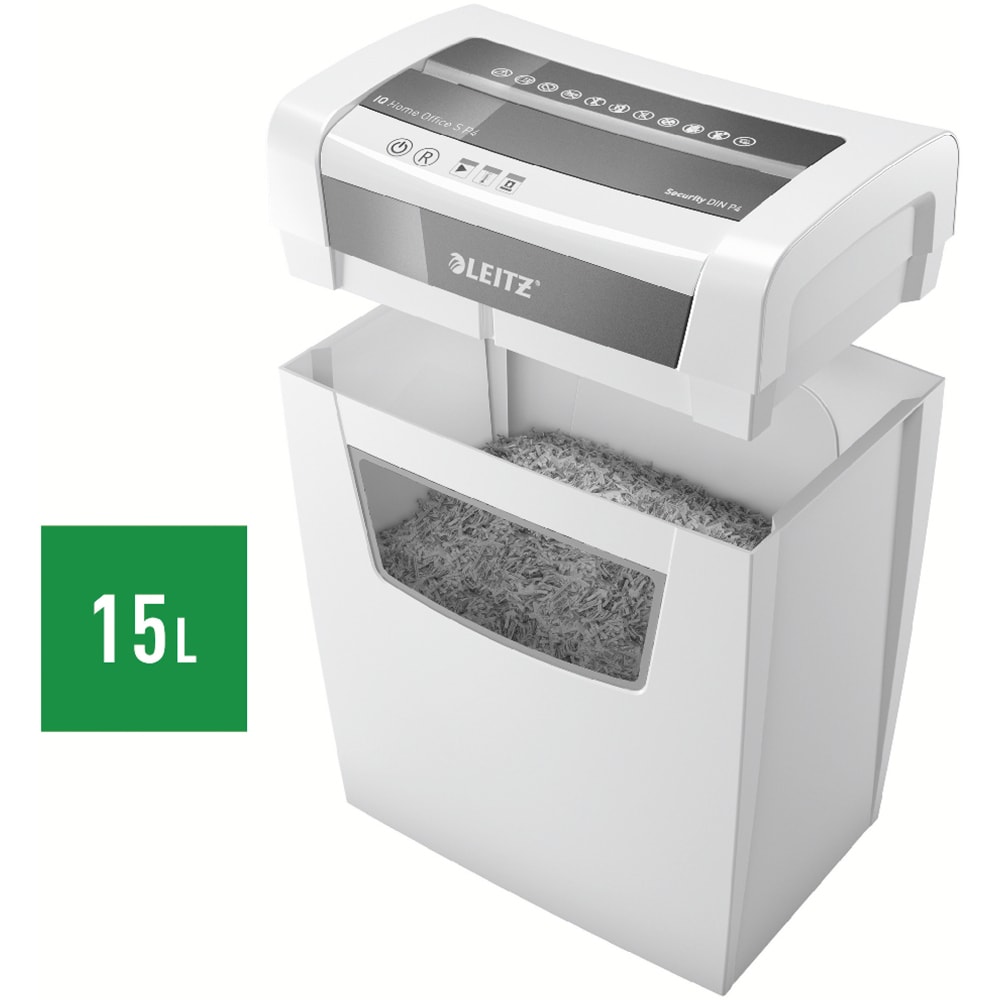 Distrugator documente manual LEITZ Office, 8 coli, 15l, Micro-Cut, alb