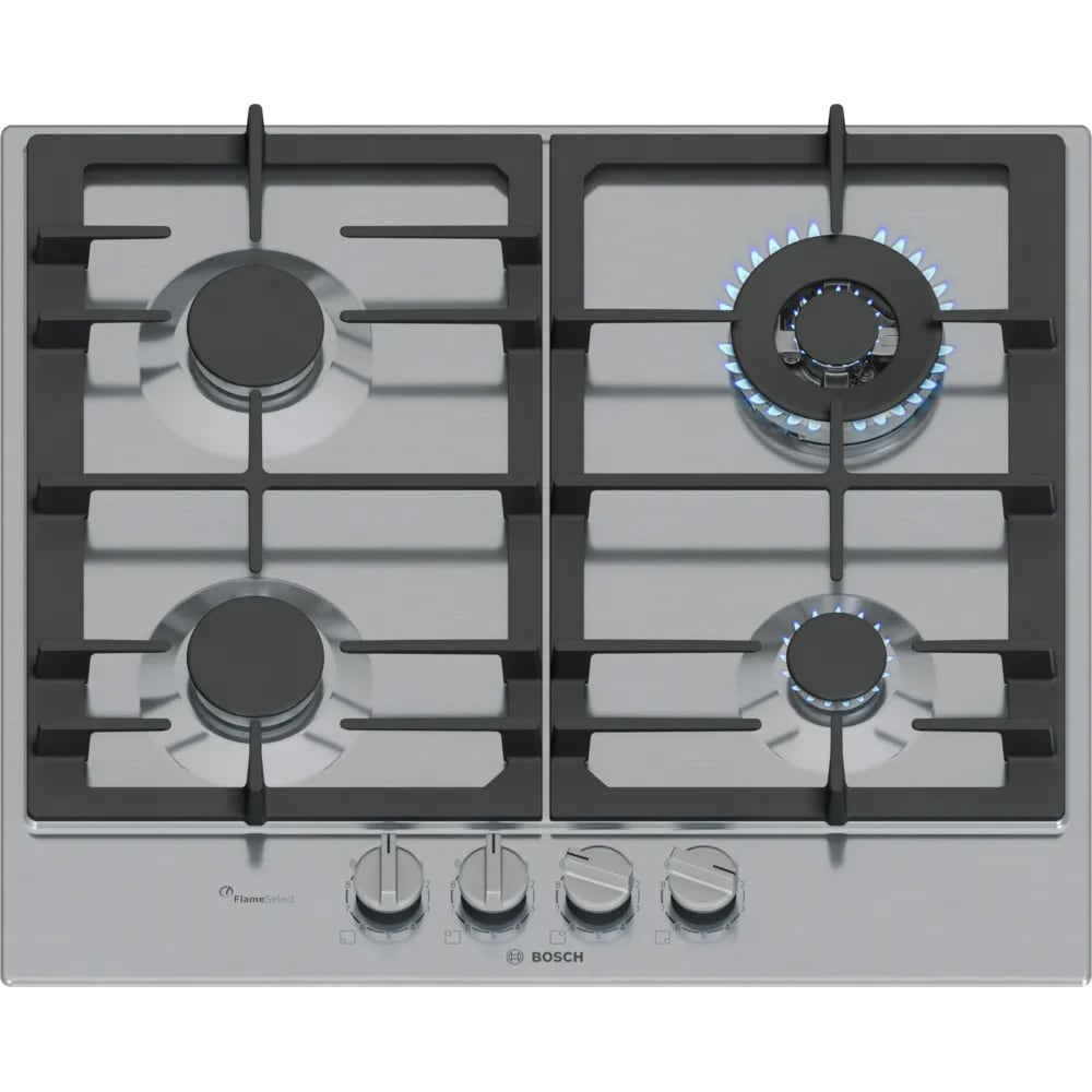 Plita incorporabila BOSCH PCH6A5I90, Gaz, 4 arzatoare, Wok, inox