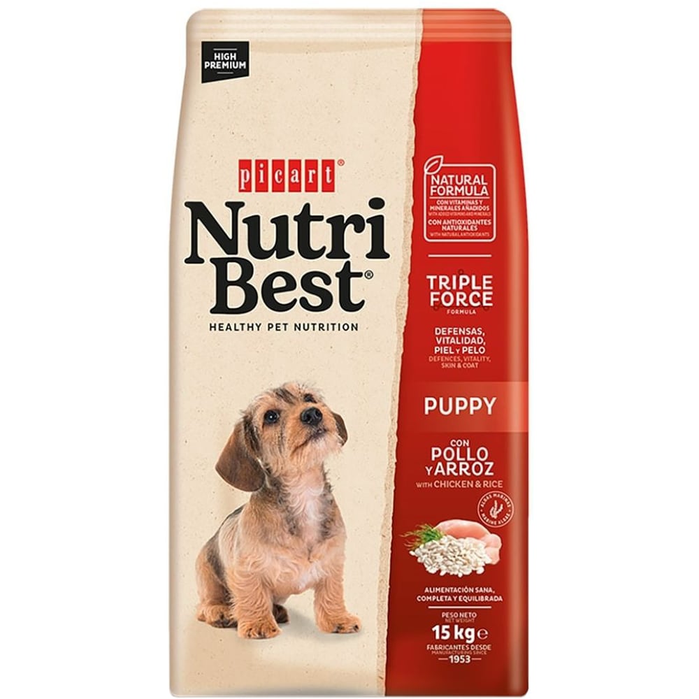 Hrana uscata pentru caini NUTRIBEST, Junior, Pui si orez, 15 kg