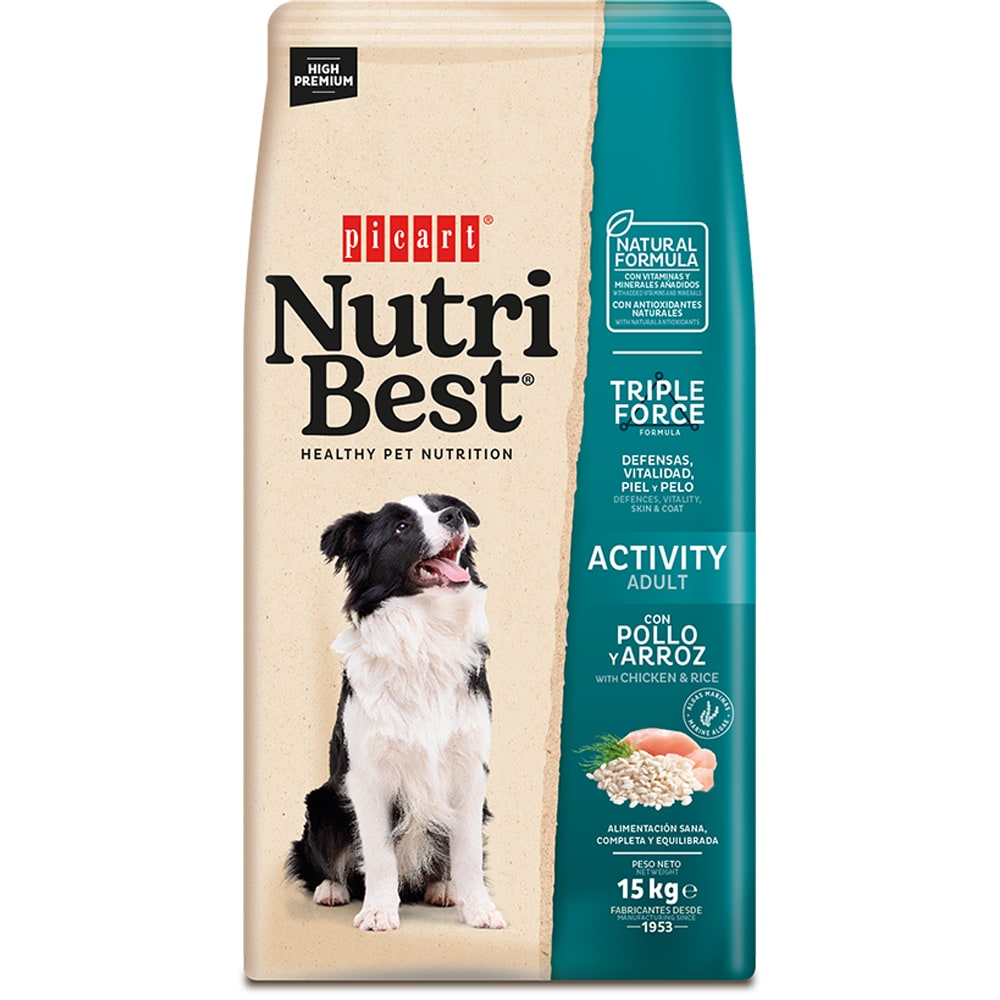 Hrana uscata pentru caini NUTRIBEST, Adult, Pui si Orez, 15 kg