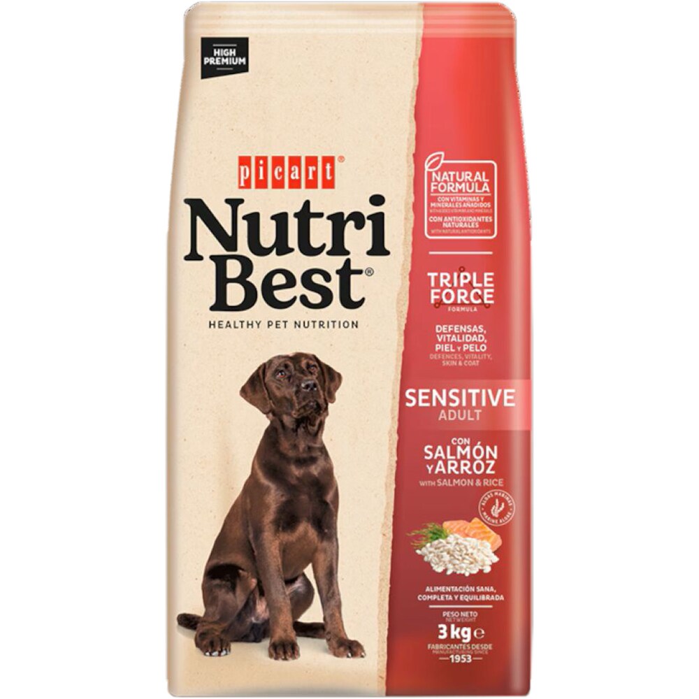 Hrana uscata pentru caini NUTRIBEST, Adult, Somon si orez, 3 kg
