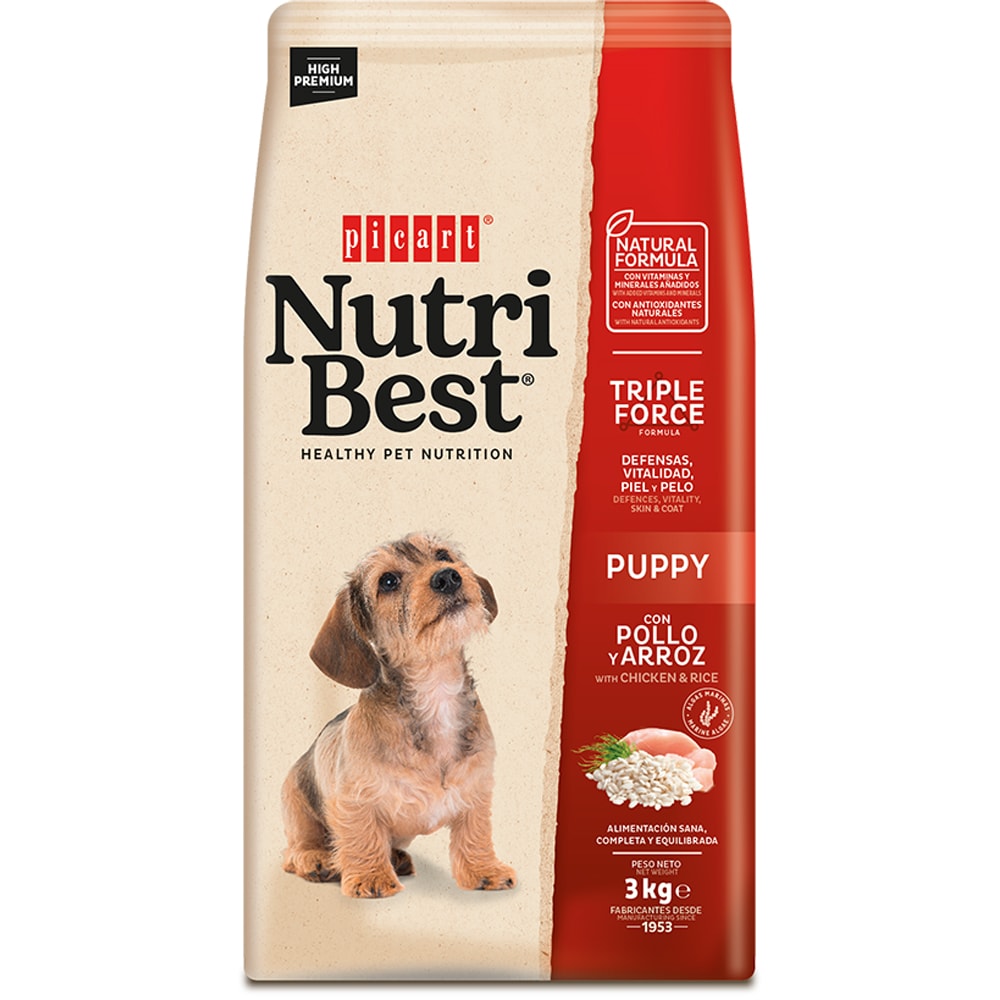 Hrana uscata pentru caini NUTRIBEST, Junior, Pui si Orez, 3 kg