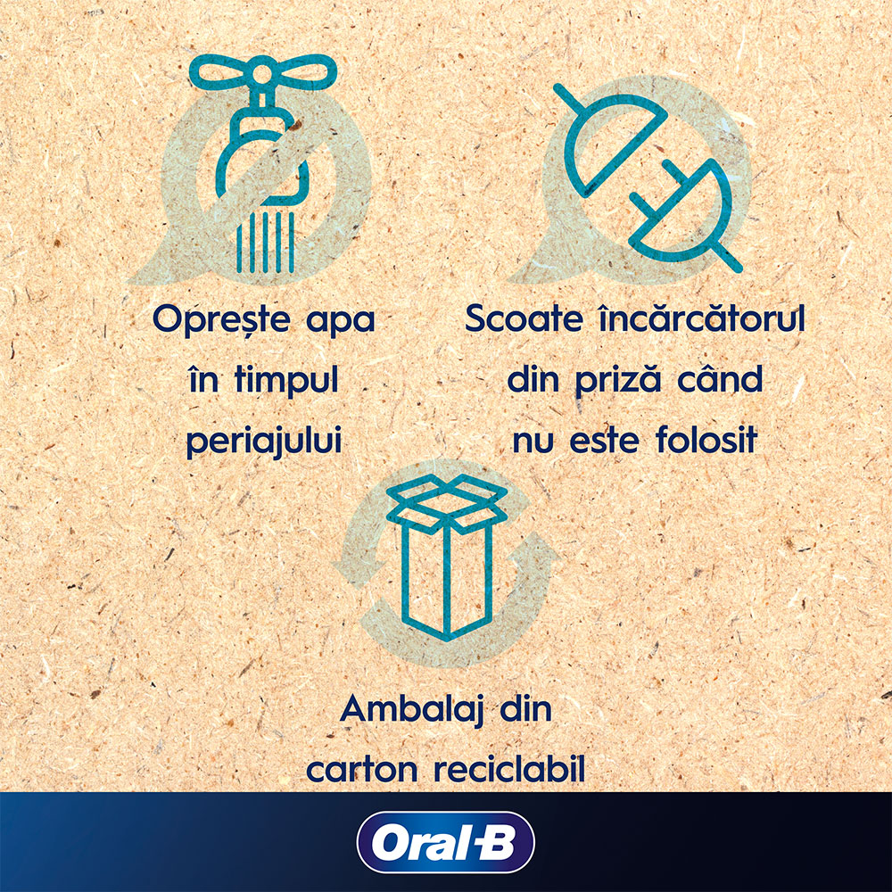 Set irigator bucal ORAL-B Oral Health Center, 5 viteze, 4 capete, 600ml, alb + Periuta de dinti electrica ORAL-B Pro Series 1, 2 programe, alb
