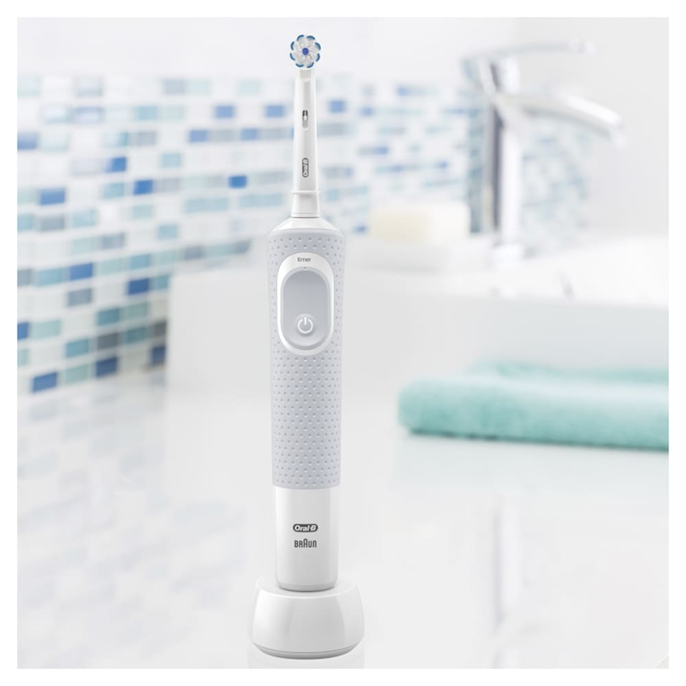 Periuta de dinti electrica ORAL-B Vitality Cross Action D100, 7600 oscilatii/min, 1 program, 1 capat, alb + Trusa de calatorie