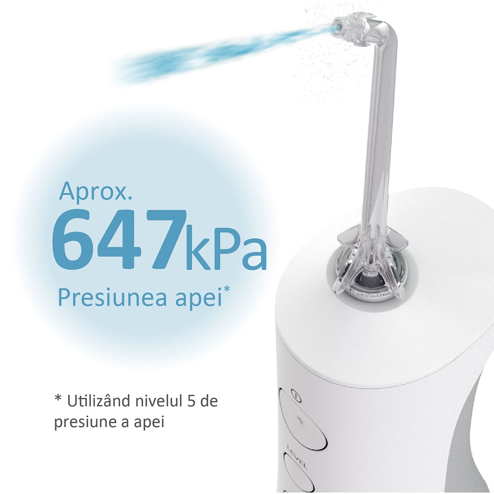 Irigator bucal PANASONIC EW1511W503, 5 viteze, 2 capete, 200ml, alb