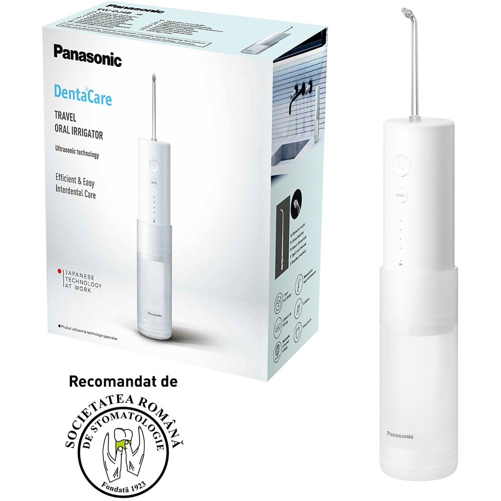 Irigator bucal PANASONIC EW-DJ4B-W503, 1 capat, 150ml, Tehnologie ultrasunete, alb