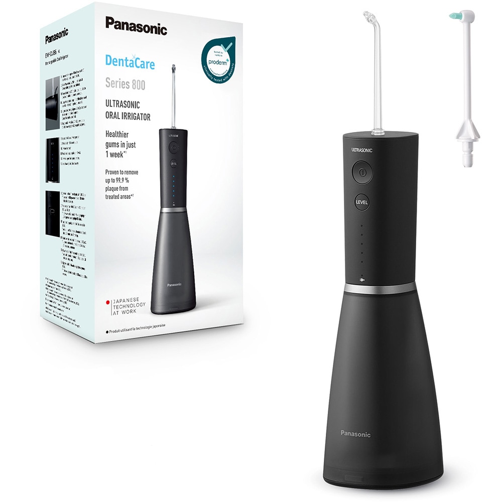 Irigator bucal PANASONIC EW-DJ86-K503, 5 viteze, 2 capete, 200ml, negru