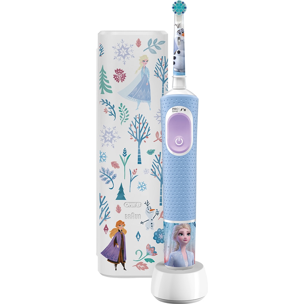 Periuta de dinti electrica copii ORAL-B Pro Kids Frozen, 7600 miscari/min, Curatare 2D, 2 programe, 1 capat, albastru