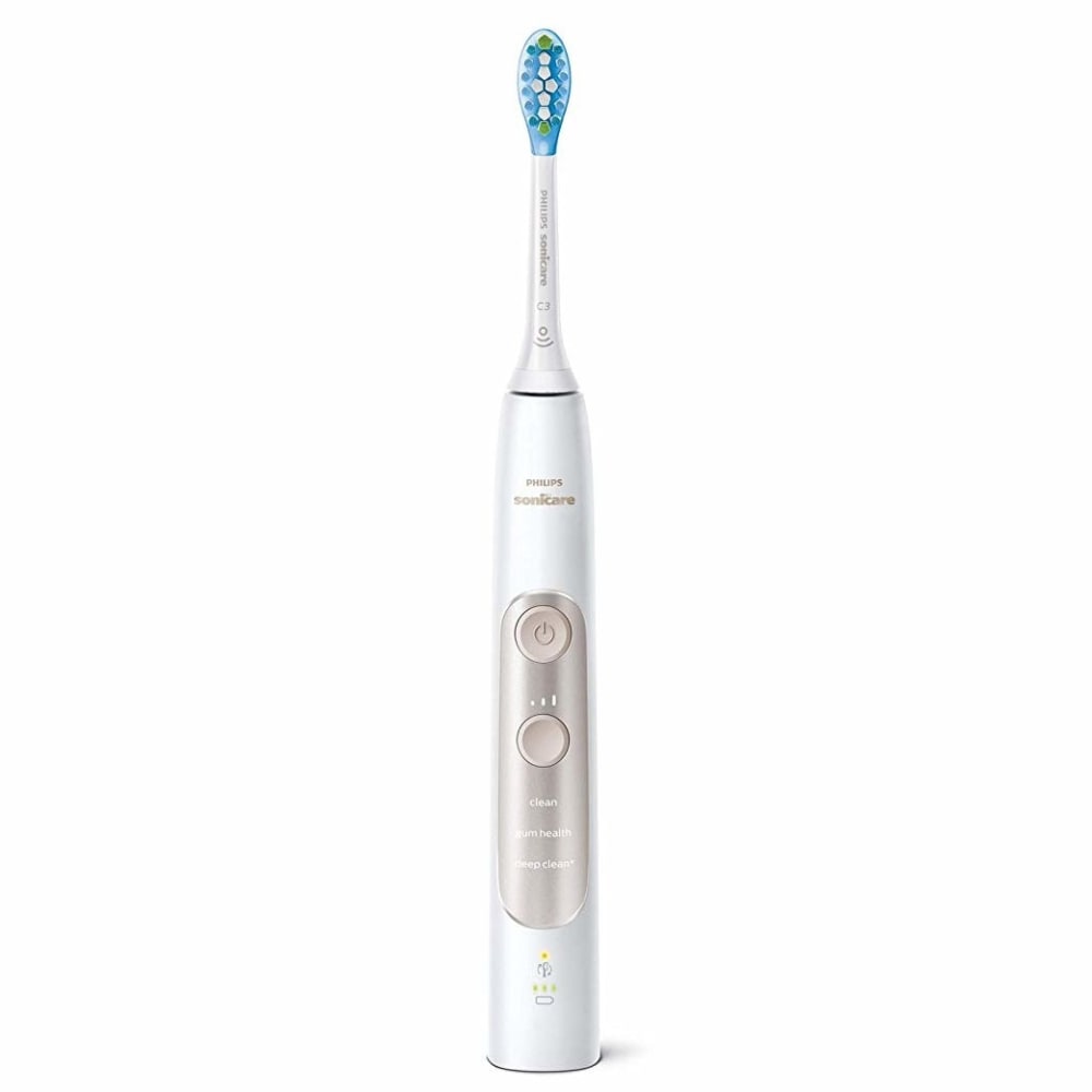 Periuta de dinti electrica PHILIPS Sonicare ExpertClean 7300 HX9601/03, 3 programe, 62000 miscari/min, 2 capete, alb-auriu