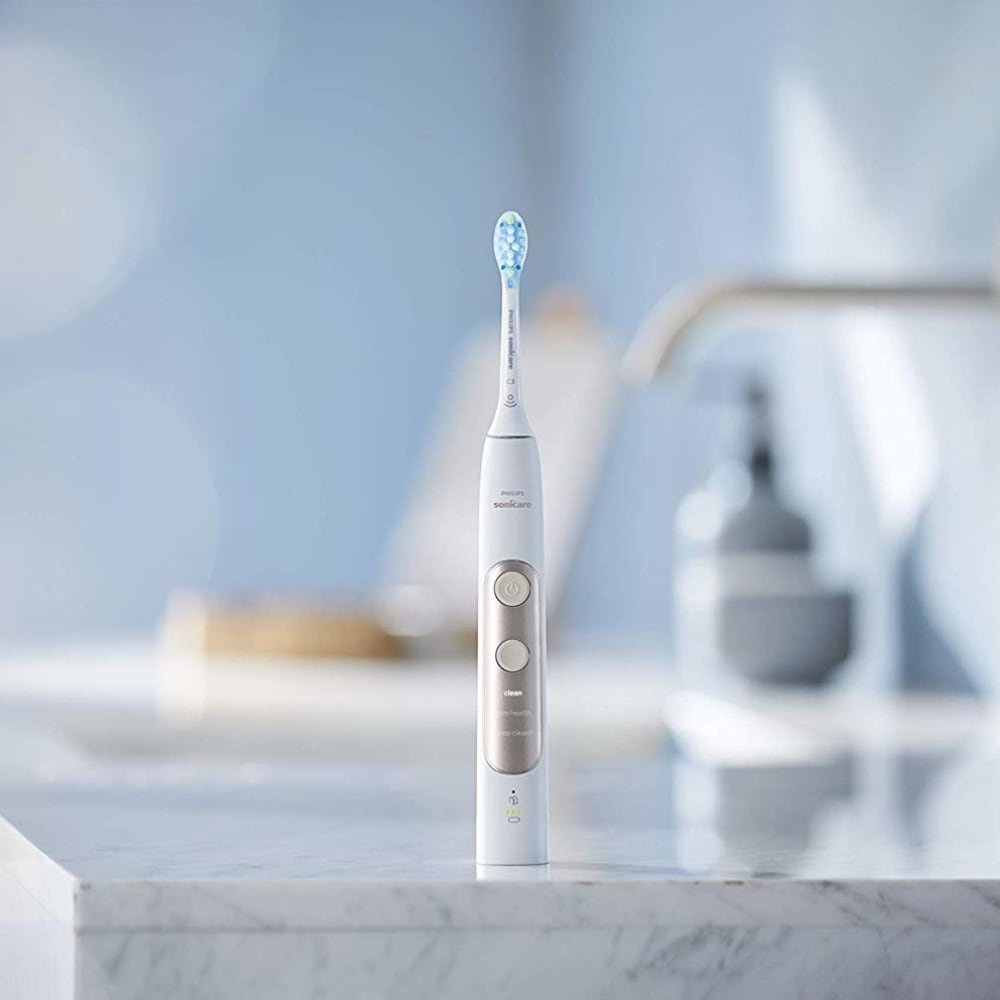Periuta de dinti electrica PHILIPS Sonicare ExpertClean 7300 HX9601/03, 3 programe, 62000 miscari/min, 2 capete, alb-auriu