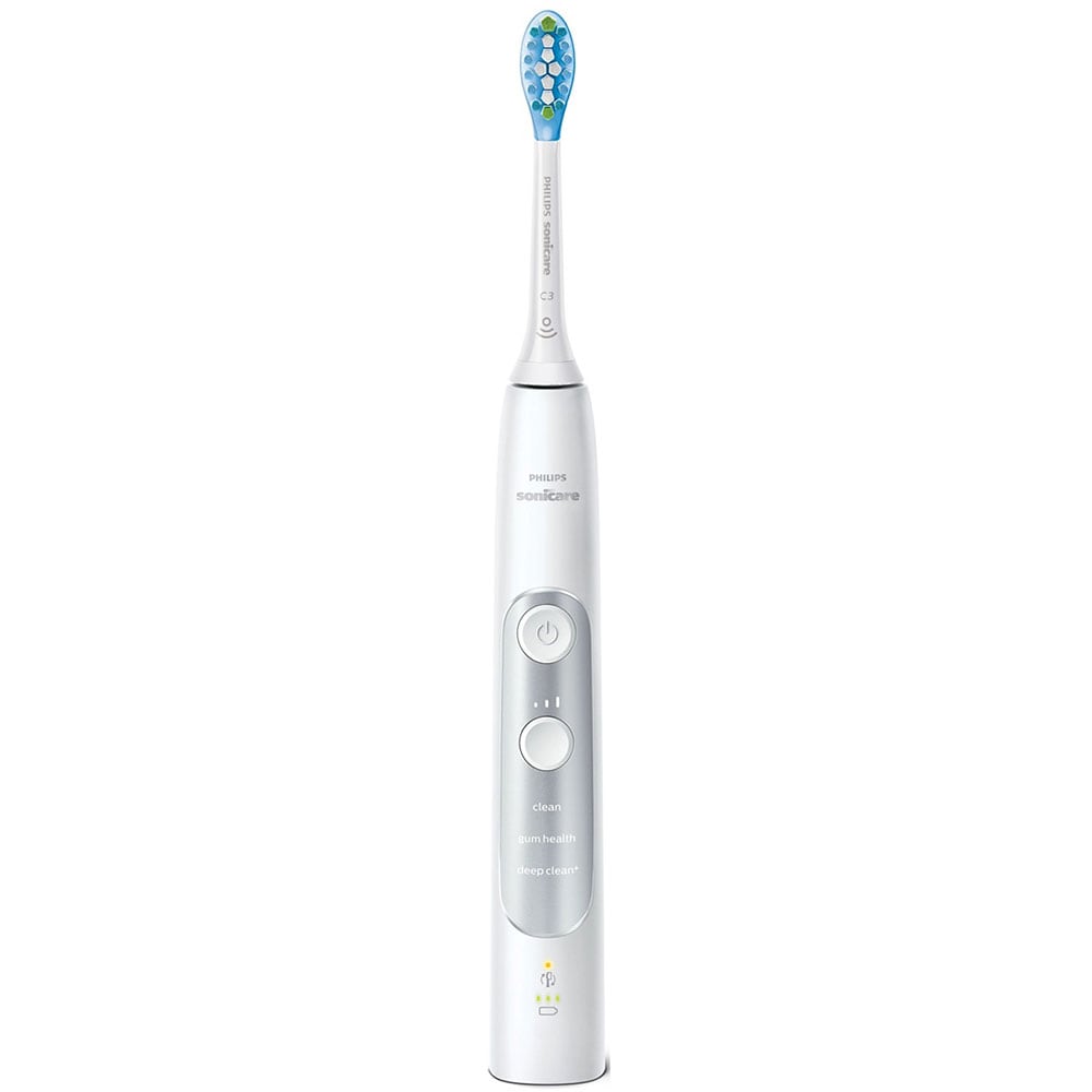 Set 2 Periute de dinti electrice PHILIPS Sonicare ExpertClean 7300 HX9611/19, 3 programe, 62000 miscari/min, 4 capete, alb