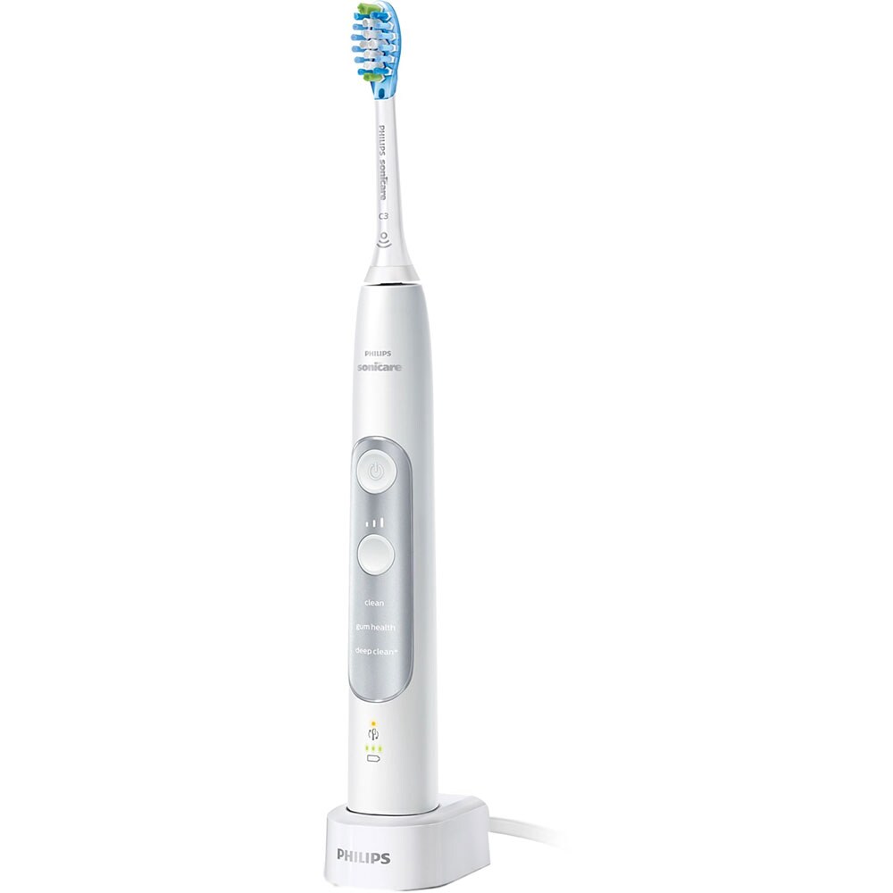 Set 2 Periute de dinti electrice PHILIPS Sonicare ExpertClean 7300 HX9611/19, 3 programe, 62000 miscari/min, 4 capete, alb