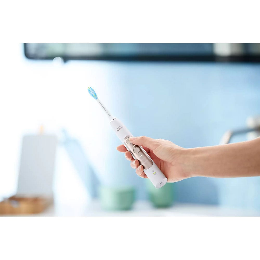 Set 2 Periute de dinti electrice PHILIPS Sonicare ExpertClean 7300 HX9611/19, 3 programe, 62000 miscari/min, 4 capete, alb