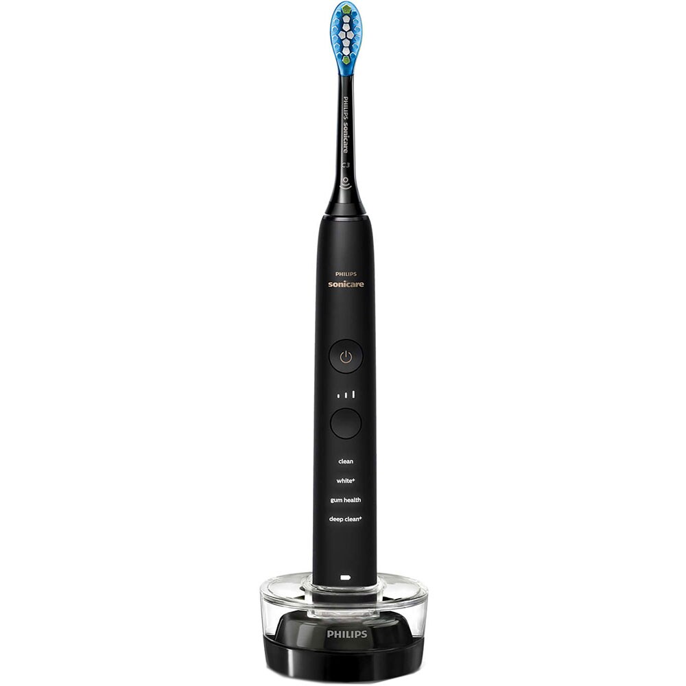 Set 2 Periute de dinti electrice PHILIPS Sonicare Diamondclean 9000, 4 programe, 62000 miscari/min, 2 capate, negru